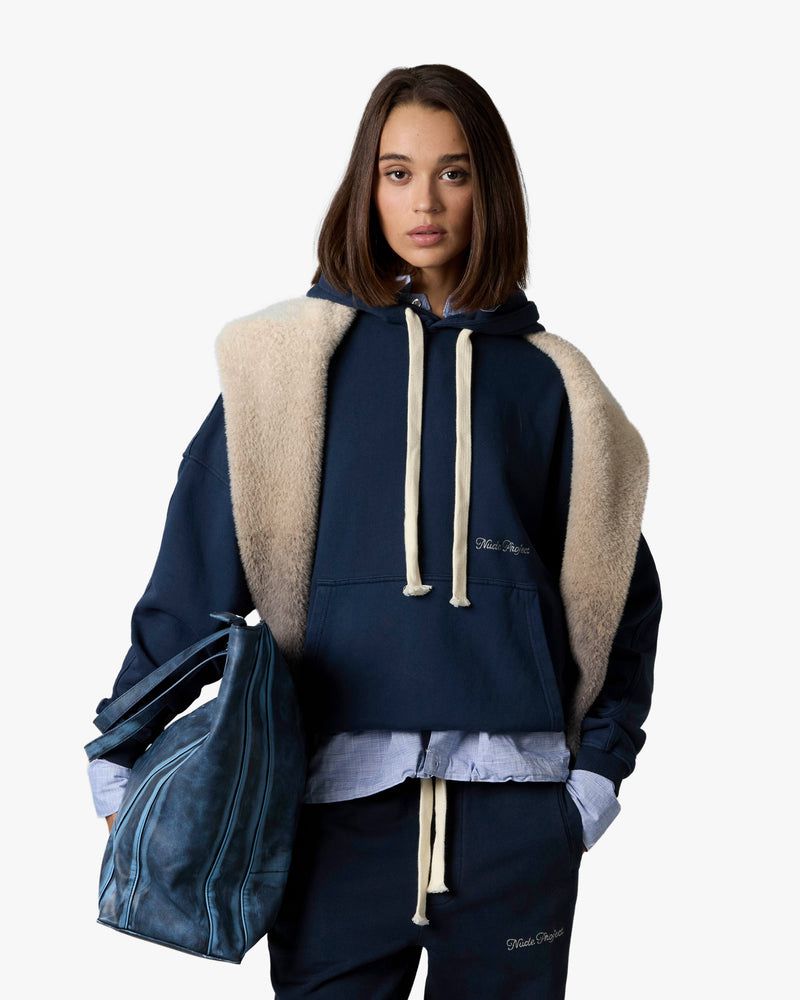 Nude Project Perfect Boxy Hoodie Navy | US-10465DPUG