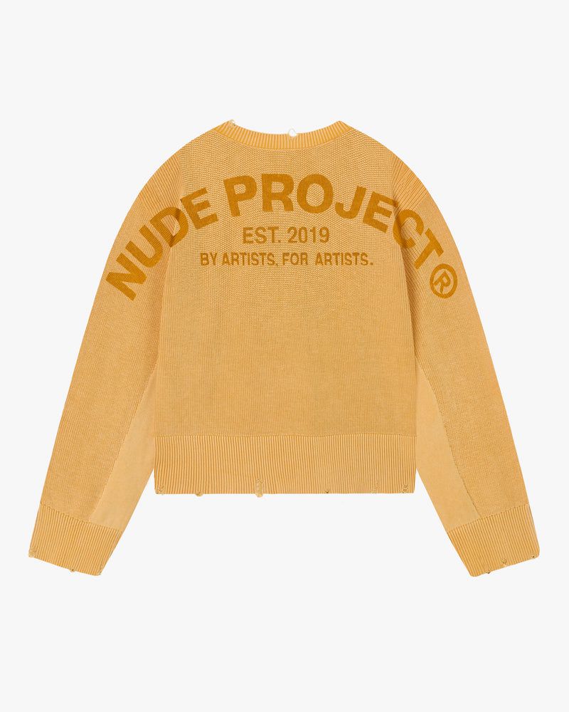 Nude Project Perfect Cropped Knit Sweater Yellow | US-74362OTQD