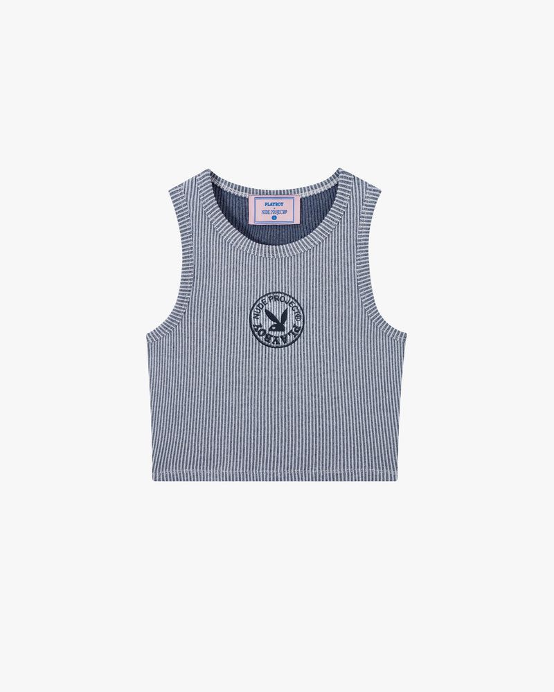 Nude Project Playboy Contrast Ribbed Tank Top Blue | US-25496BWNX