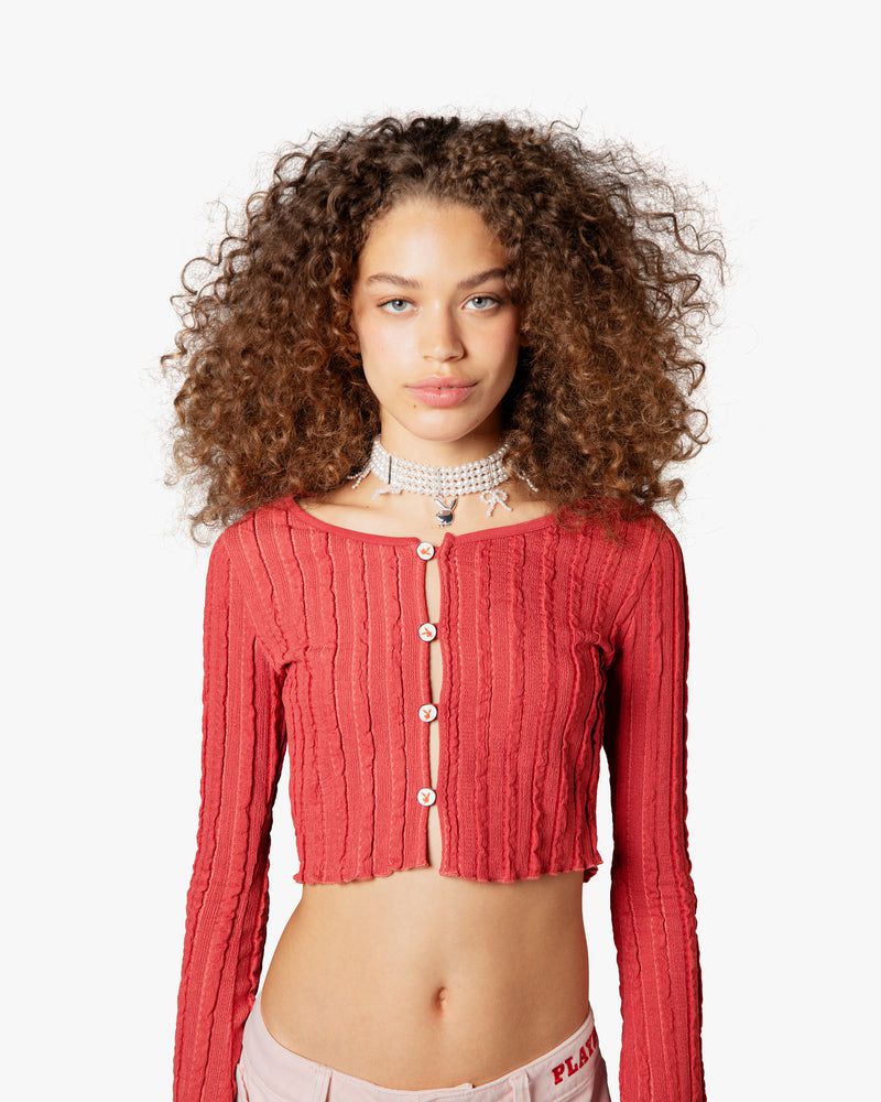 Nude Project Playboy Mansion Cardigan Red | US-17534ILCG