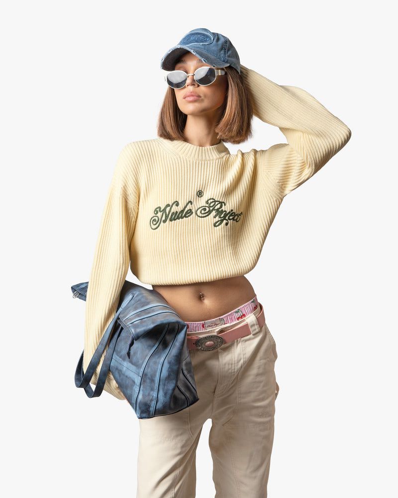 Nude Project Script Sweater Cream | US-21546ZAJU