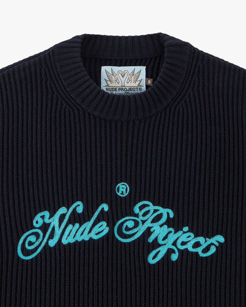 Nude Project Script Sweater Navy | US-52739IHRK