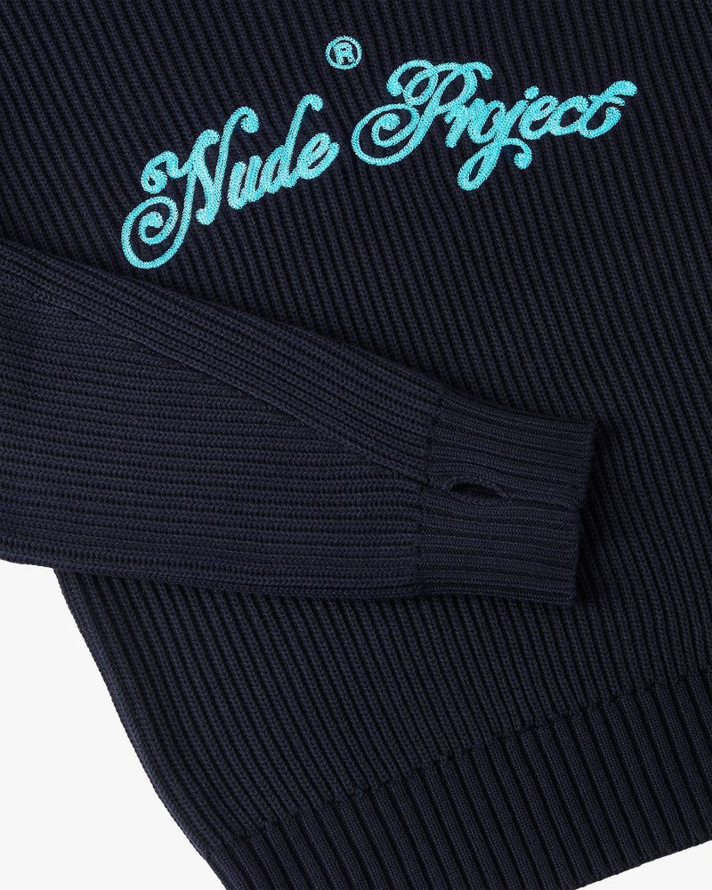 Nude Project Script Sweater Navy | US-52739IHRK