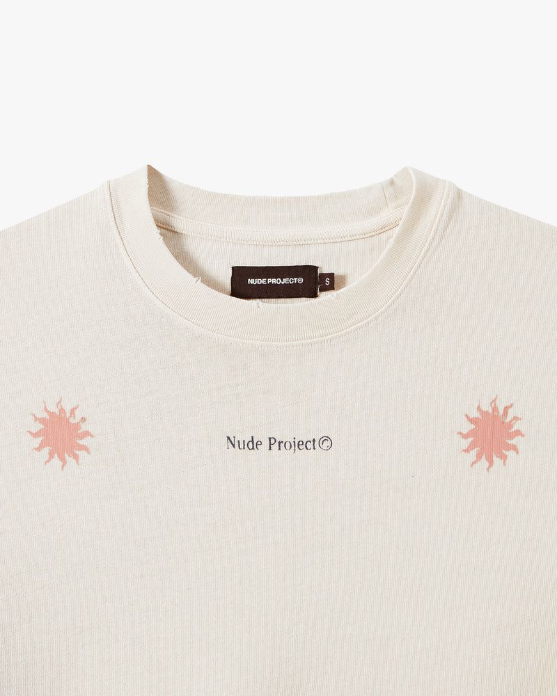 Nude Project Solet Cropped T-shirt Cream | US-25109BFIL