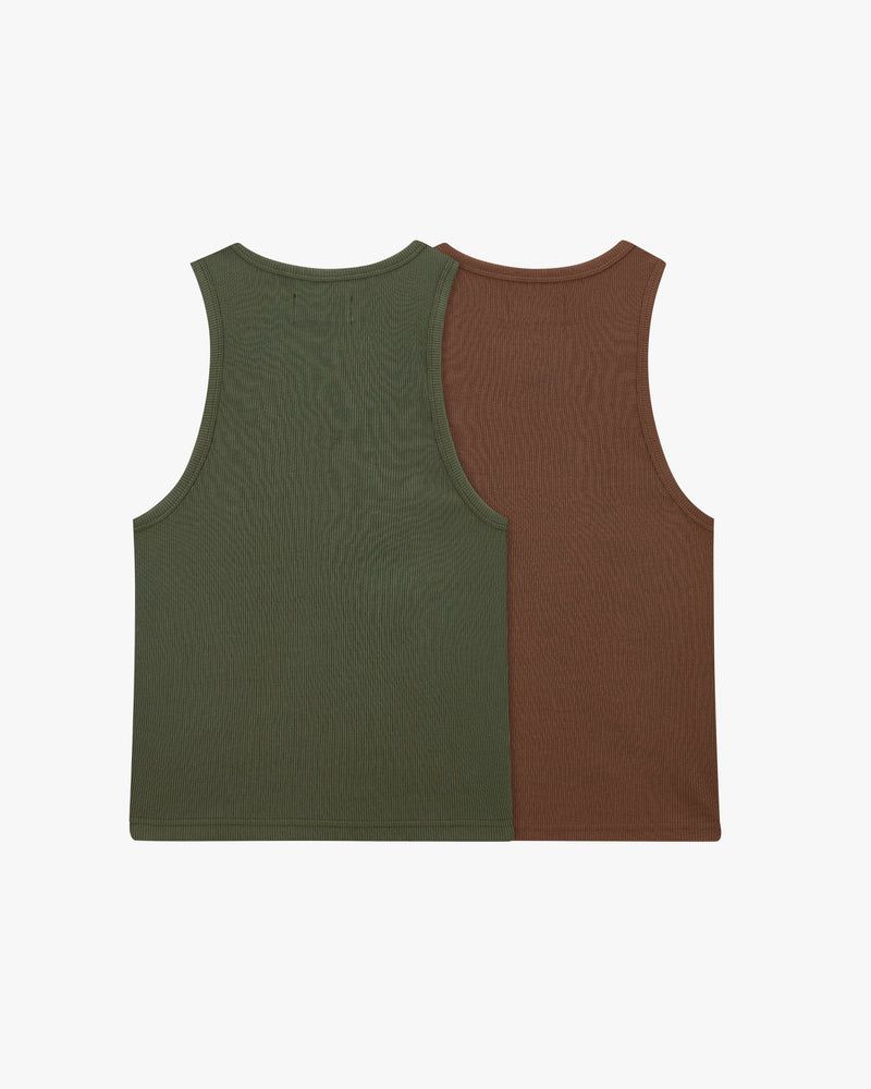 Nude Project Ss24 2 Pack Tank Top Green / Dark Brown | US-64235ZAPB