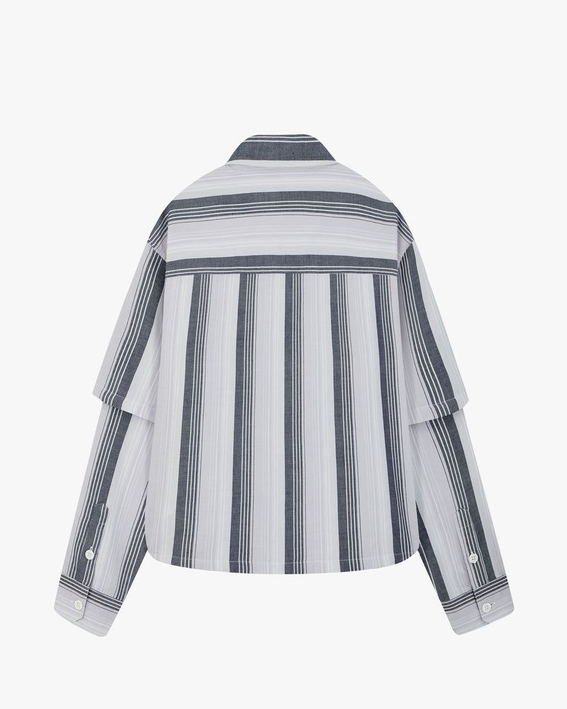 Nude Project Stripe Double Sleeve Shirts White / Navy | US-85302OIKF