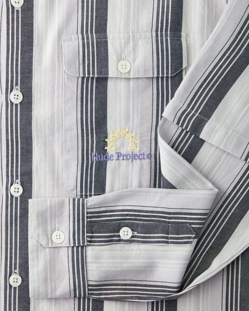 Nude Project Stripe Double Sleeve Shirts White / Navy | US-85302OIKF