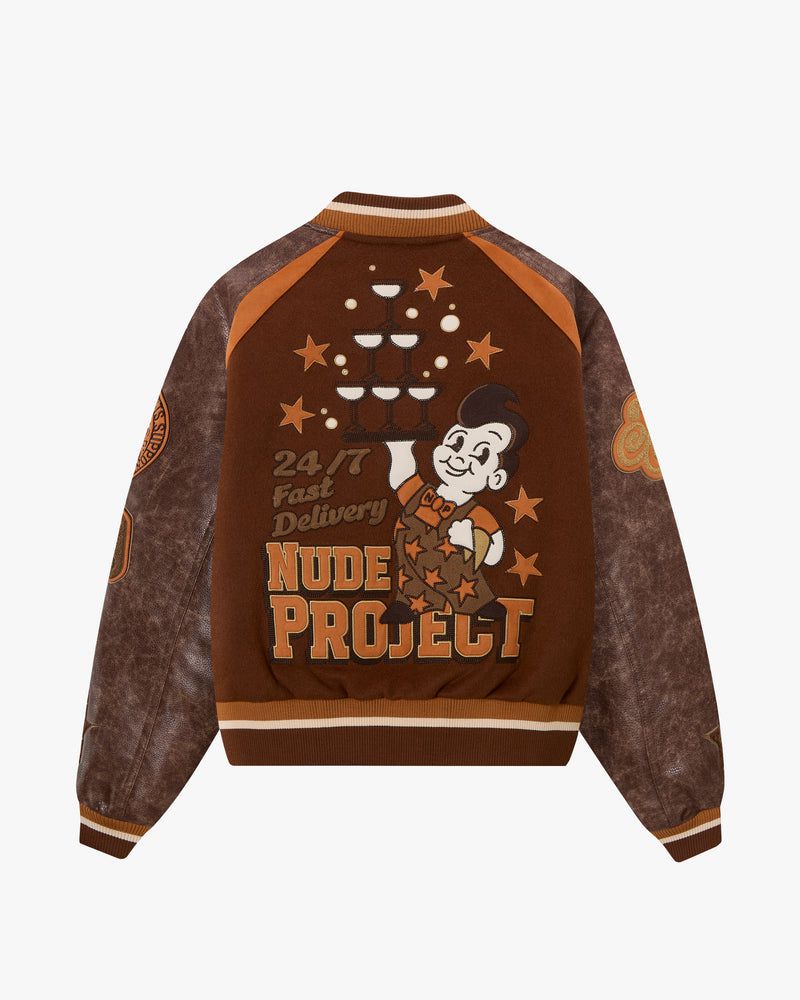 Nude Project The Varsity Bomber Jacket Brown | US-89765LXSW