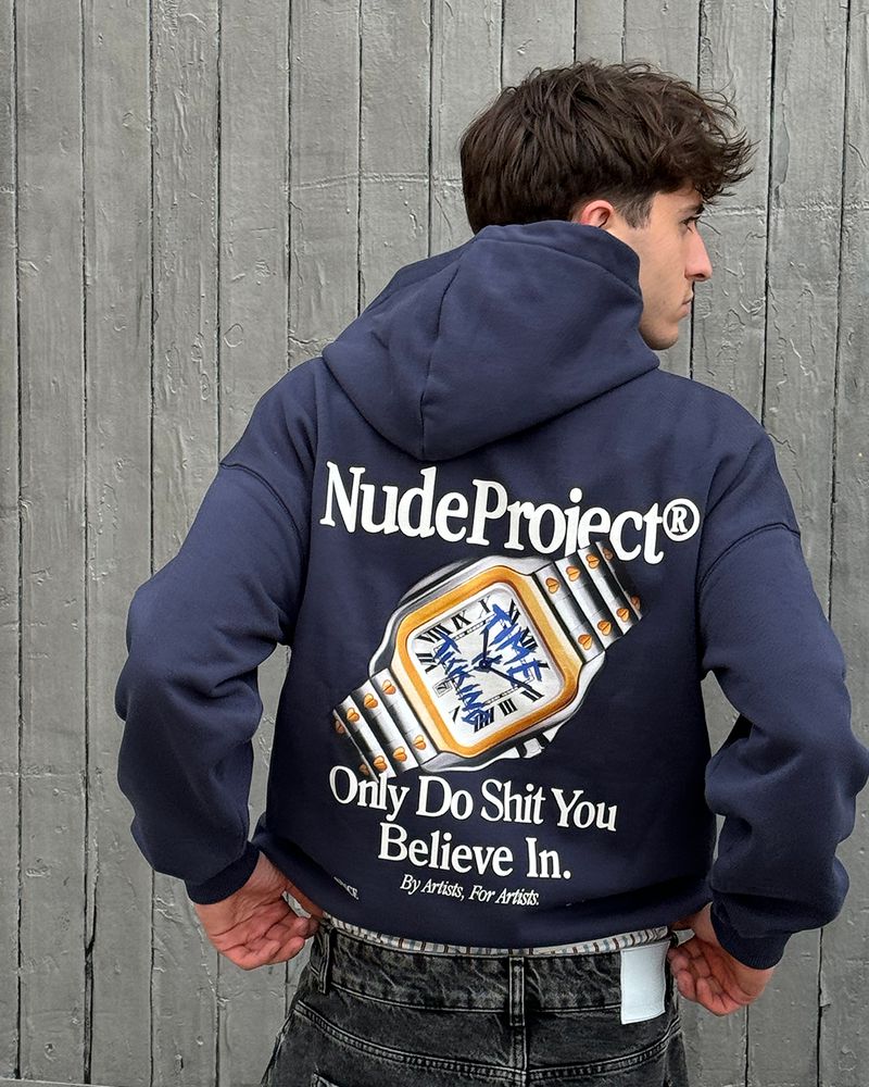 Nude Project Time Hoodie Navy | US-60814VHSB