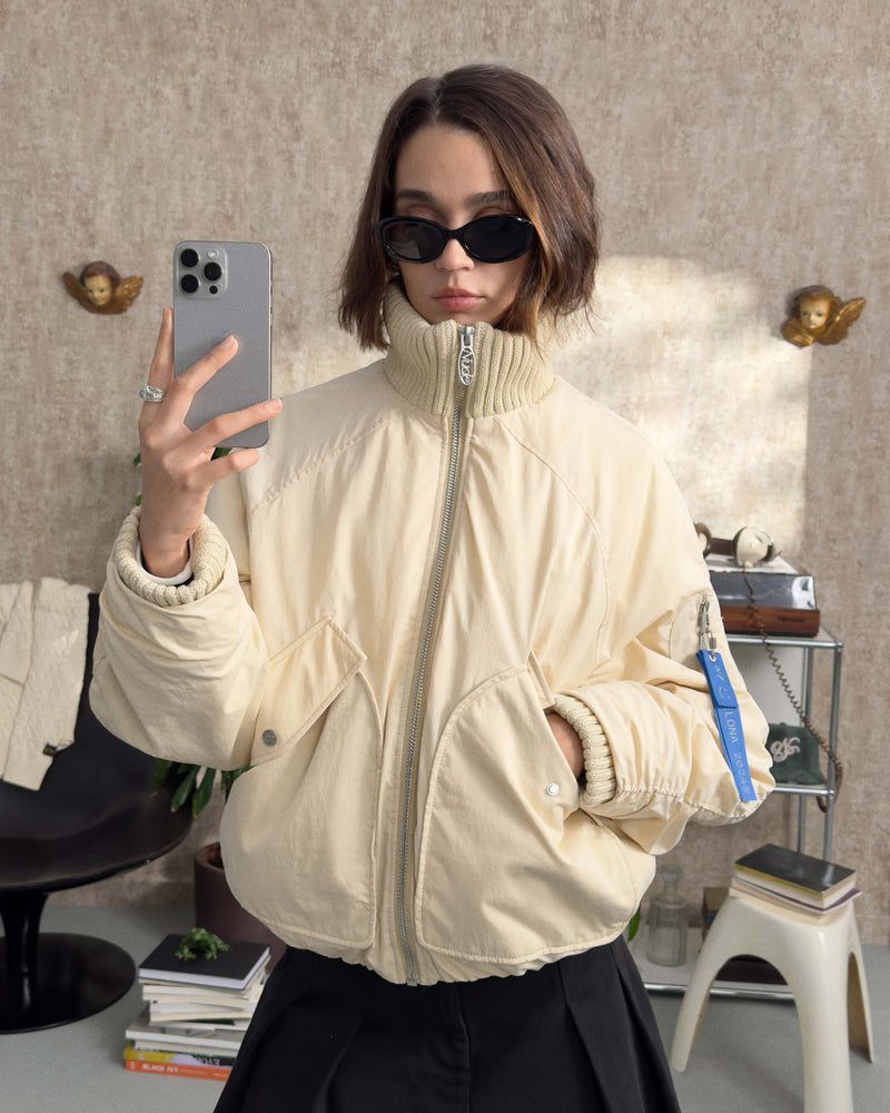 Nude Project Versailles Bomber Jacket Cream | US-64109ADJF