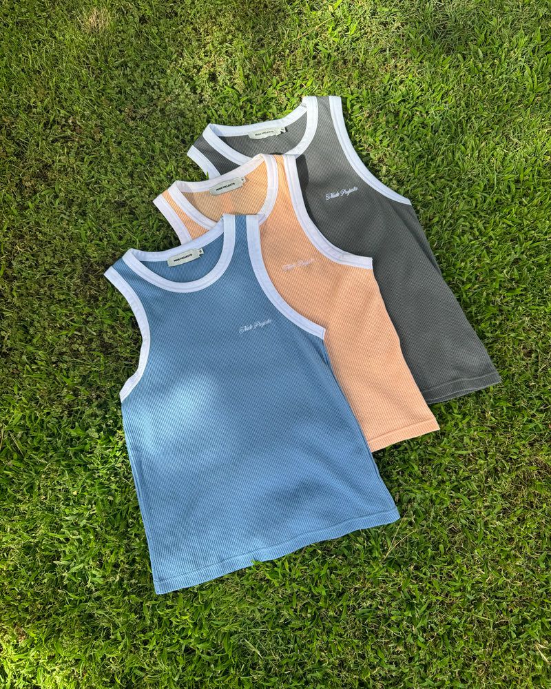 Nude Project Waffle Tank Top Blue | US-02497JTNR