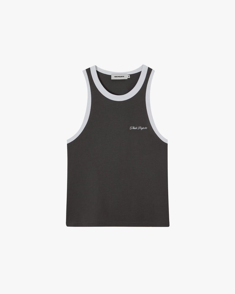 Nude Project Waffle Tank Top Dark Grey | US-17620MZUW