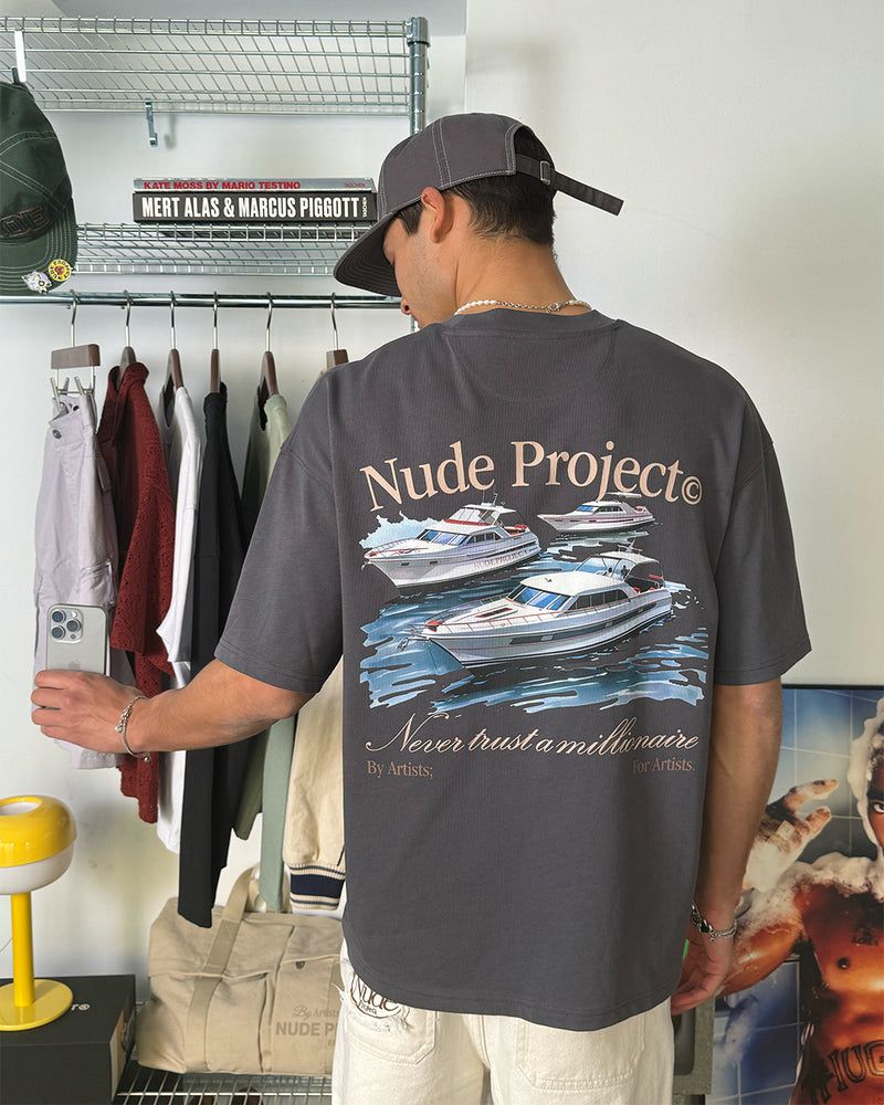 Nude Project Yatch Club T-shirt Dark Grey | US-34269ZITR